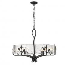  3160-6 NB-HWG - Calla 6 Light Chandelier in Natural Black with Hammered Water Glass Shade